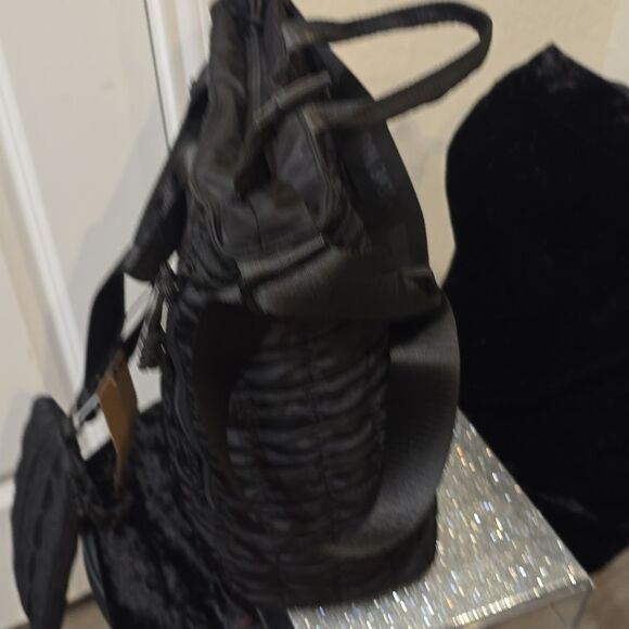 Steve Madden Quilted Convertible Backpack to Tote Bag- Black